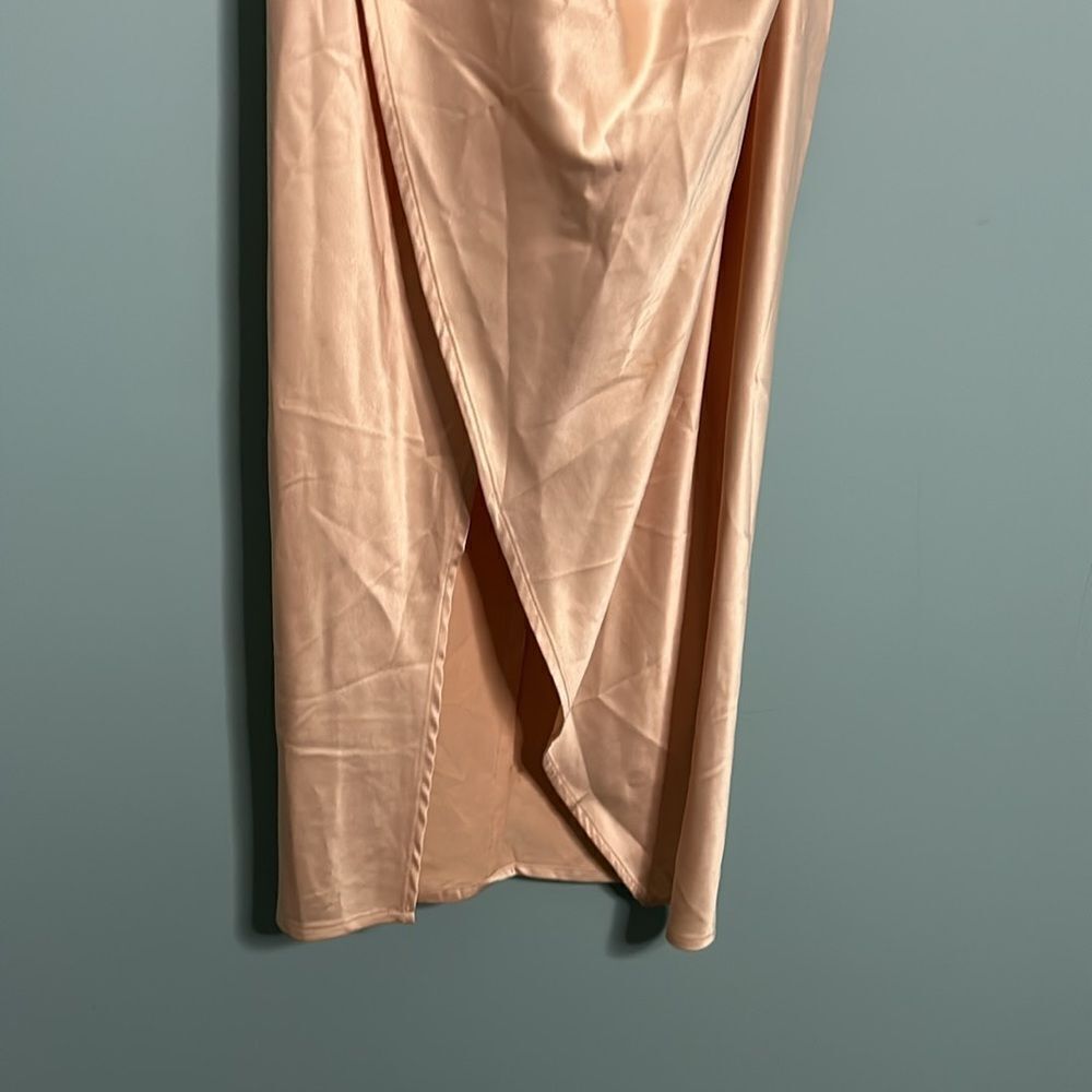 House of CB Coco Beige Nude Satin Drape Back Cowl Dress - Picture 4 of 8